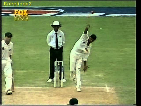 RARE Harbhajan Singh FIRST WICKET IN TEST CRICKET!!! Greg Blewett the victim.