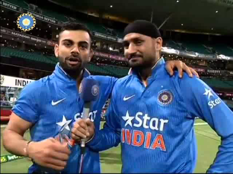 Harbhajan Singh takes funny interview of Virat Kohli after 3rd T20 Jan 2016