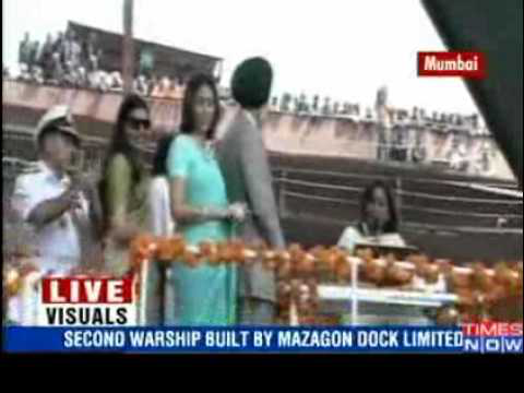 Indian navy launches warship 'INS Kochi' in Mumbai - Video   The Times of India.flv