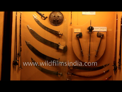 Swords, revolvers, ceramic sculptures at Salar Jung Museum, Hyderabad
