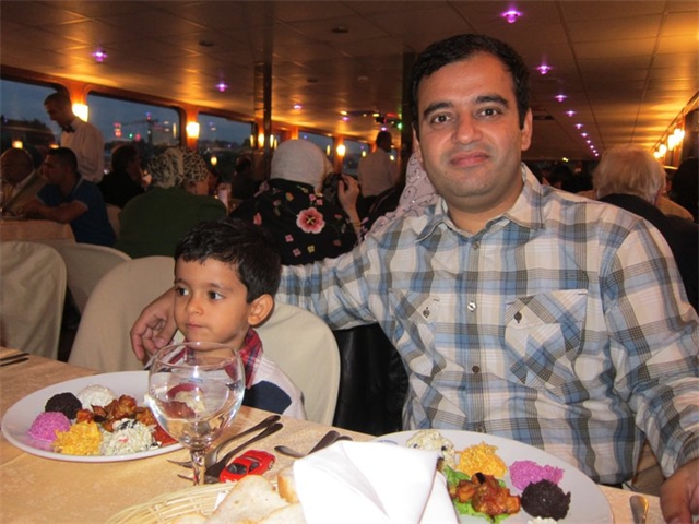 Adi and Sachin dining