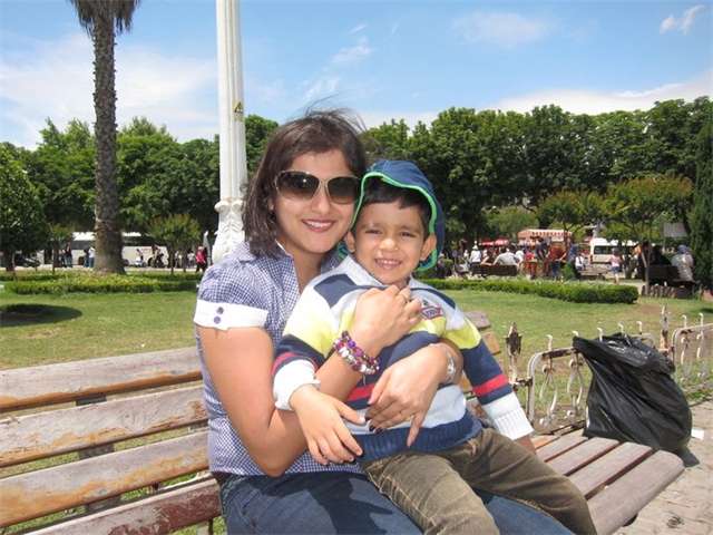 Adi and Sarita in a garden