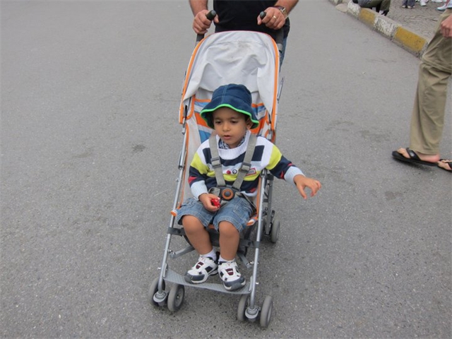 Adi on his pram