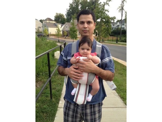 Evening walk with daddy