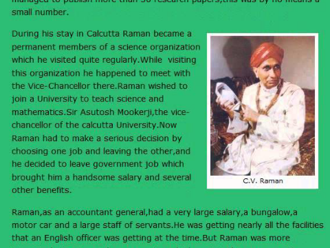Biography of C V Raman in English
